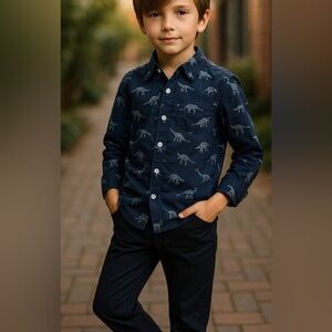 Gymboree shirt button up long sleeve dinosaur skeletons